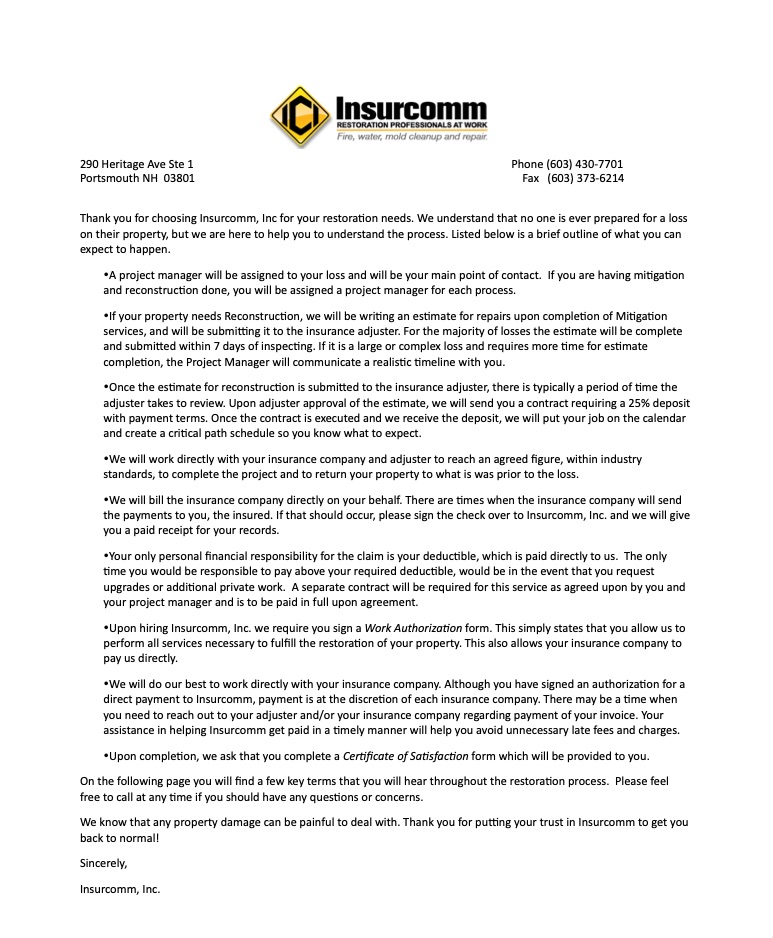 Insurcomm Customer Information Package